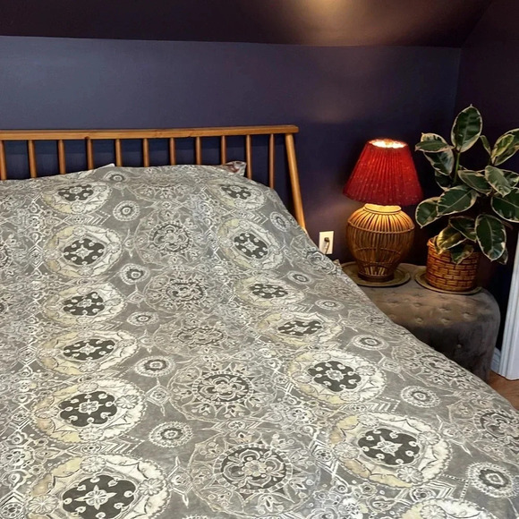 Pottery Barn Jacquelyn medallion organic sateen full queen  duvet cover - Picture 3 of 12